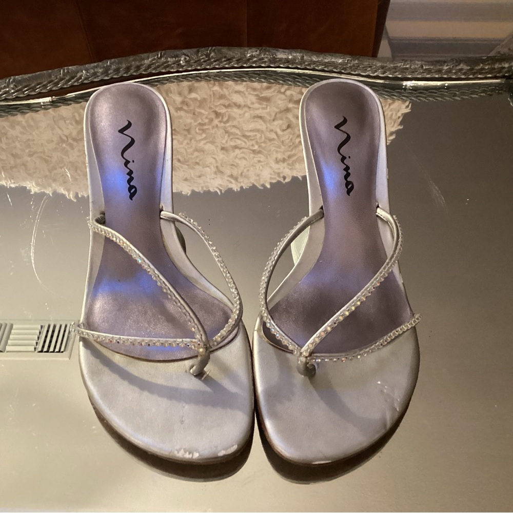 NINA silver rhinestone heels